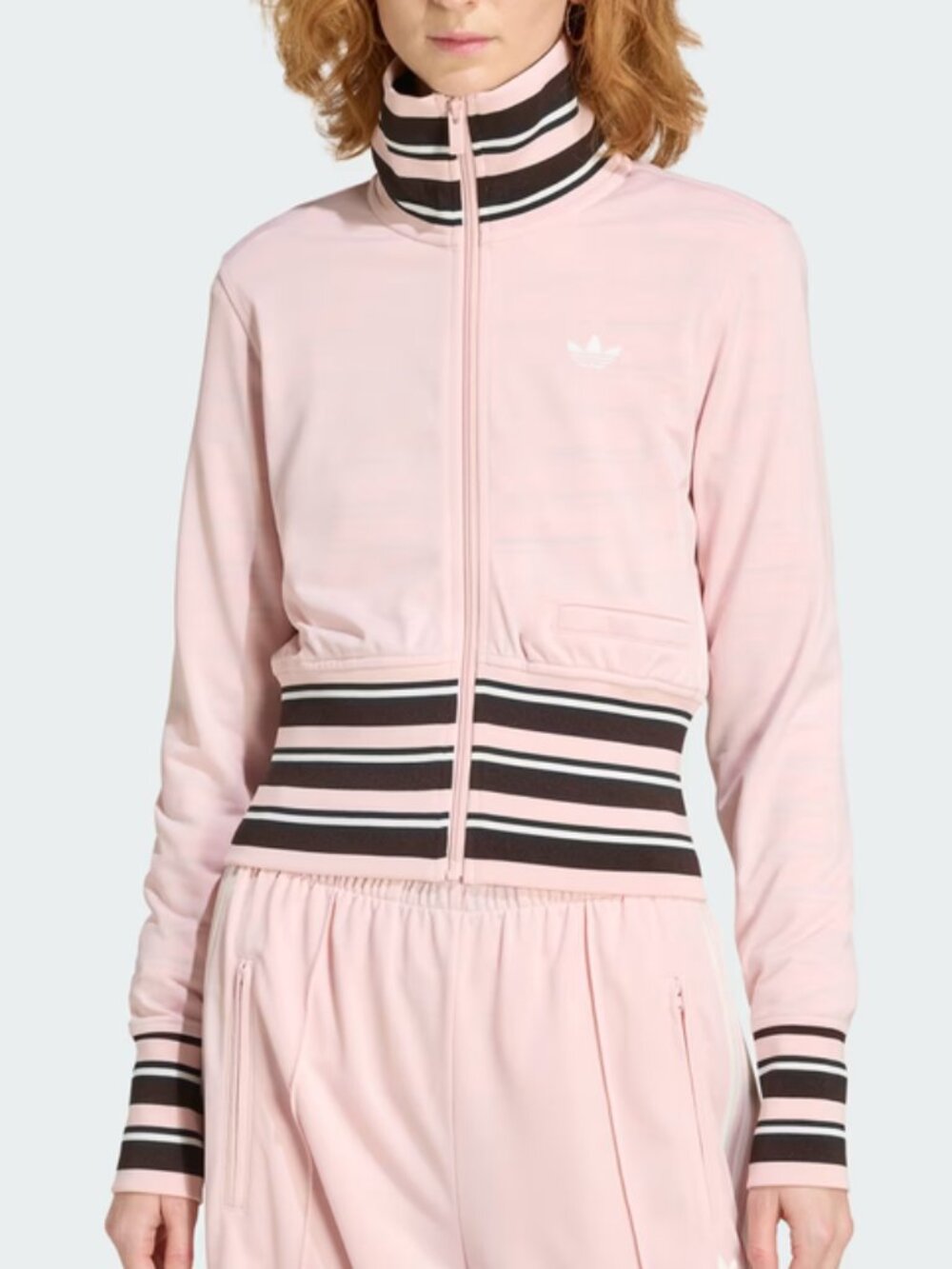 Adidas Adicolor Vintage track jacket Womens Size L Sandy Pink / Brown